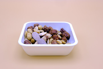 Set of Almonds and peanuts in a bowl