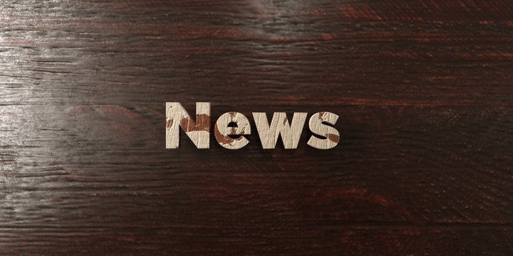 News - grungy wooden headline on Maple  - 3D rendered royalty free stock image. This image can be used for an online website banner ad or a print postcard.