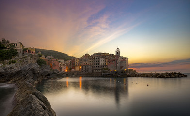 sunset in Tellaro, Liguria, Italy