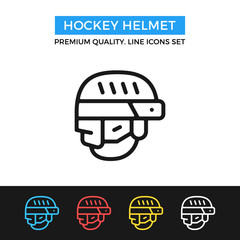 Vector hockey helmet icon. Hockey equipment concept. Thin line icon