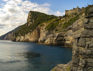 Fototapeta na wymiar castle on a rock in Portovenere, Liguria