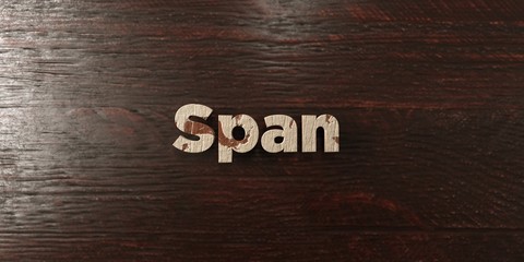 Span - grungy wooden headline on Maple  - 3D rendered royalty free stock image. This image can be used for an online website banner ad or a print postcard.
