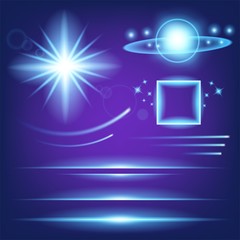 Creative concept Vector set of glow light effect stars bursts with sparkles isolated on black background. For illustration template art design, banner for Christmas celebrate, magic flash energy ray