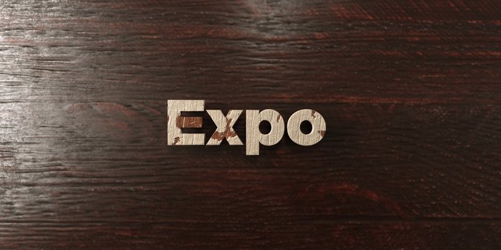 Expo - grungy wooden headline on Maple  - 3D rendered royalty free stock image. This image can be used for an online website banner ad or a print postcard.