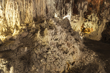 Stalactites and stalagmites in a salt mine, Spain