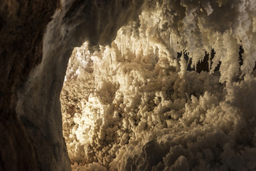 Stalactites and stalagmites in a salt mine, Spain