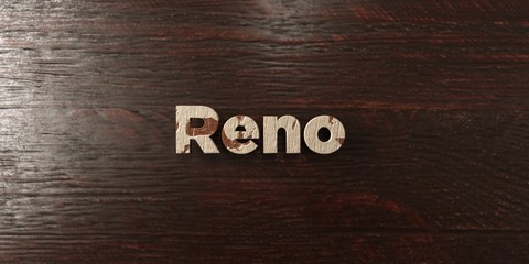 Reno - grungy wooden headline on Maple  - 3D rendered royalty free stock image. This image can be used for an online website banner ad or a print postcard.