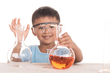 science education concept, asian kids and science experiments
