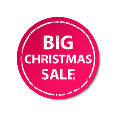 Christmas big sale badge, label, or sticker in grunge style, vector isolated illustration.
