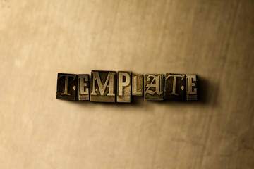 TEMPLATE - close-up of grungy vintage typeset word on metal backdrop. Royalty free stock - 3D rendered stock image.  Can be used for online banner ads and direct mail.