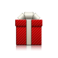Realistic red colorful gift box, vector isolated illustration.