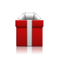 Realistic red gift box, vector isolated illustration.
