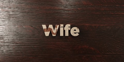 Wife - grungy wooden headline on Maple  - 3D rendered royalty free stock image. This image can be used for an online website banner ad or a print postcard.