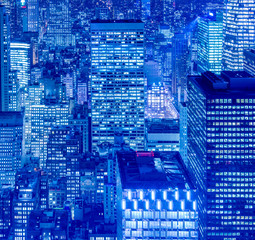 View of New York Manhattan during sunset hours