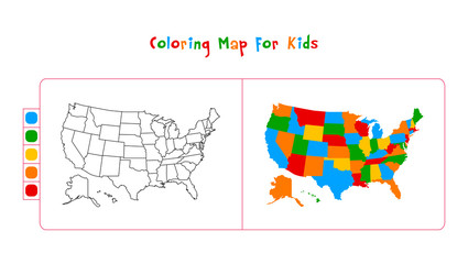 USA map. coloring map for kids
