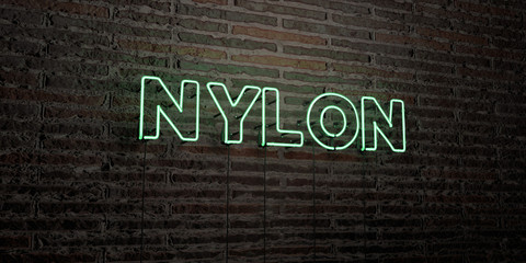 NYLON -Realistic Neon Sign on Brick Wall background - 3D rendered royalty free stock image. Can be used for online banner ads and direct mailers..
