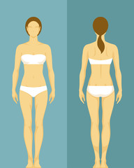 illustration of a healthy young woman from front and back view