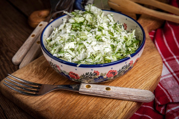Salad with cabbage and dill.