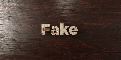 Fake - grungy wooden headline on Maple  - 3D rendered royalty free stock image. This image can be used for an online website banner ad or a print postcard.