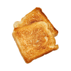 Fried toast bread isolated on white background