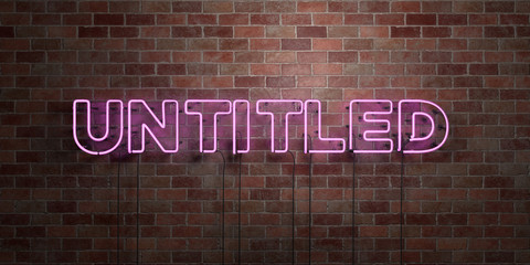 UNTITLED - fluorescent Neon tube Sign on brickwork - Front view - 3D rendered royalty free stock picture. Can be used for online banner ads and direct mailers..