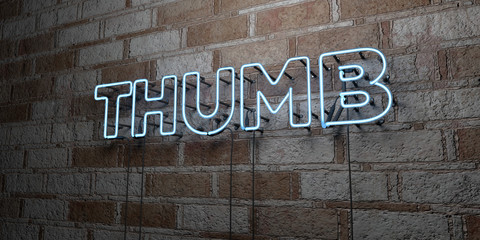 THUMB - Glowing Neon Sign on stonework wall - 3D rendered royalty free stock illustration.  Can be used for online banner ads and direct mailers..