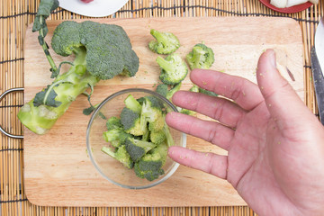 chef prepared broccoli before cooking