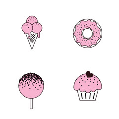 Sweet dreams. Taste it! Cakes, donut, ice cream, lollipop