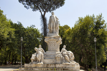 Fototapeta premium View of Goethe statue at Villa Borghese garden in Rome.