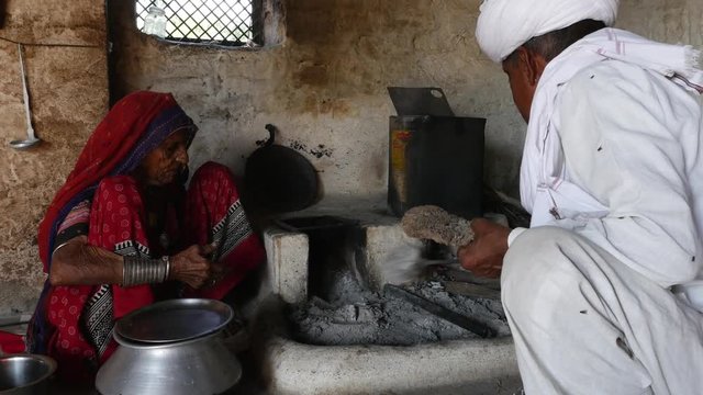 Mother and Son in a Small Village in Jodhpur, India