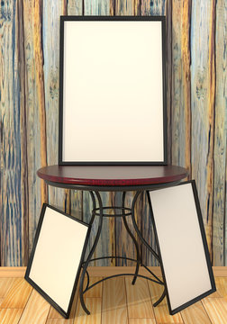 Rendering a round dining table and a picture with a blank canvas