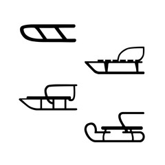 Winter. Sled. Hand drawn vector set of four sleds