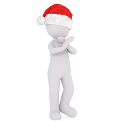 3d toon in Santa hat with crossed arms