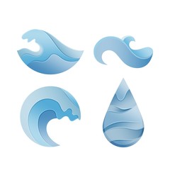 Obraz premium Set of Blue Drops and Waves