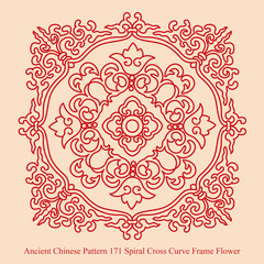 Ancient Chinese Pattern of Spiral Cross Curve Frame Flower