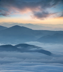 Obraz na płótnie Canvas High mountain in morning time. Beautiful natural landscape..