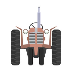 Fototapeta premium Agricultural tractor icon. Classic tractor front view with flat color style design.