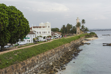 Fototapeta na wymiar Area near lighthouse, fort Galle, Sri Lanka