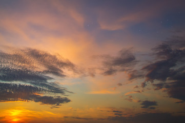 gloomy sunset with colorful clouds