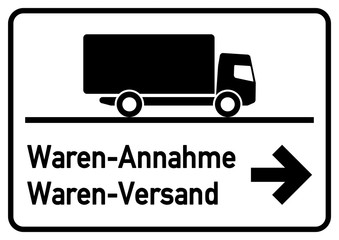 dts13 DeliveryTruckSign - wawv3 WarenAnnahmeWarenVersand wawv - Hinweisschild - Warenannahme / Warenversand - Pfeil rechts - A0 A1 A2 A3 A4 Plakat - g4827