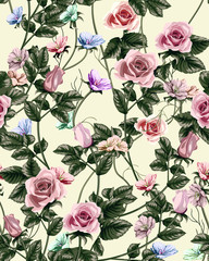 Classic wallpaper seamless vintage flower pattern