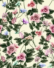 Fototapeten Classic wallpaper seamless vintage flower pattern © blina