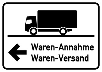 dts14 DeliveryTruckSign - wawv4 WarenAnnahmeWarenVersand wawv - Hinweisschild - Warenannahme / Warenversand - Pfeil links - A0 A1 A2 A3 A4 Plakat - g4828  