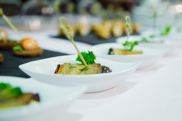 Catering eggplant rolled with cheese