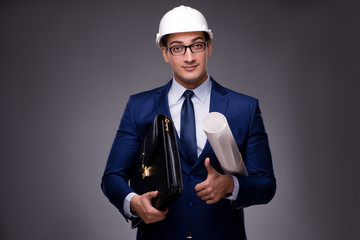 Young architect in industrial concept