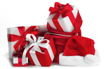 Christmas gifts on white