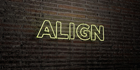 ALIGN -Realistic Neon Sign on Brick Wall background - 3D rendered royalty free stock image. Can be used for online banner ads and direct mailers..