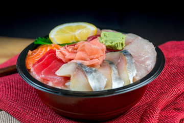 japanese food Mix Sashimi Chirashi Rice Bowl