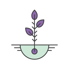Vector Icon Style Illustration Tree Growing from Seed with Three Leafs, Start Up, New Idea, Growth