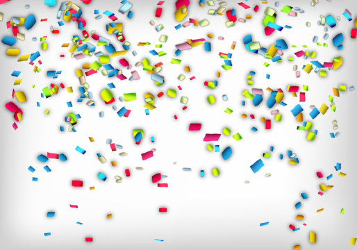 colorful confetti on white background